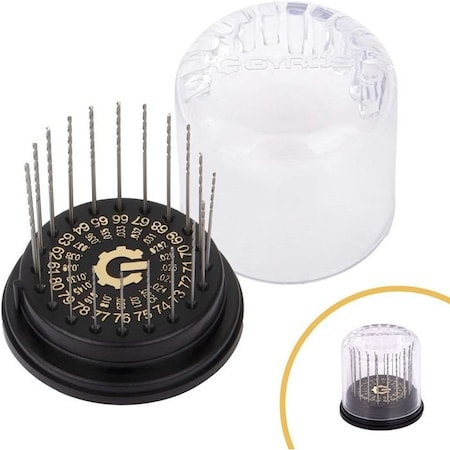 Gyros Carbon Steel Wire Gauge Mini Twist Drill Bit Set, Includes 20 Micro Carbon Steel Bit Sizes No 61 - No 80 45-12010